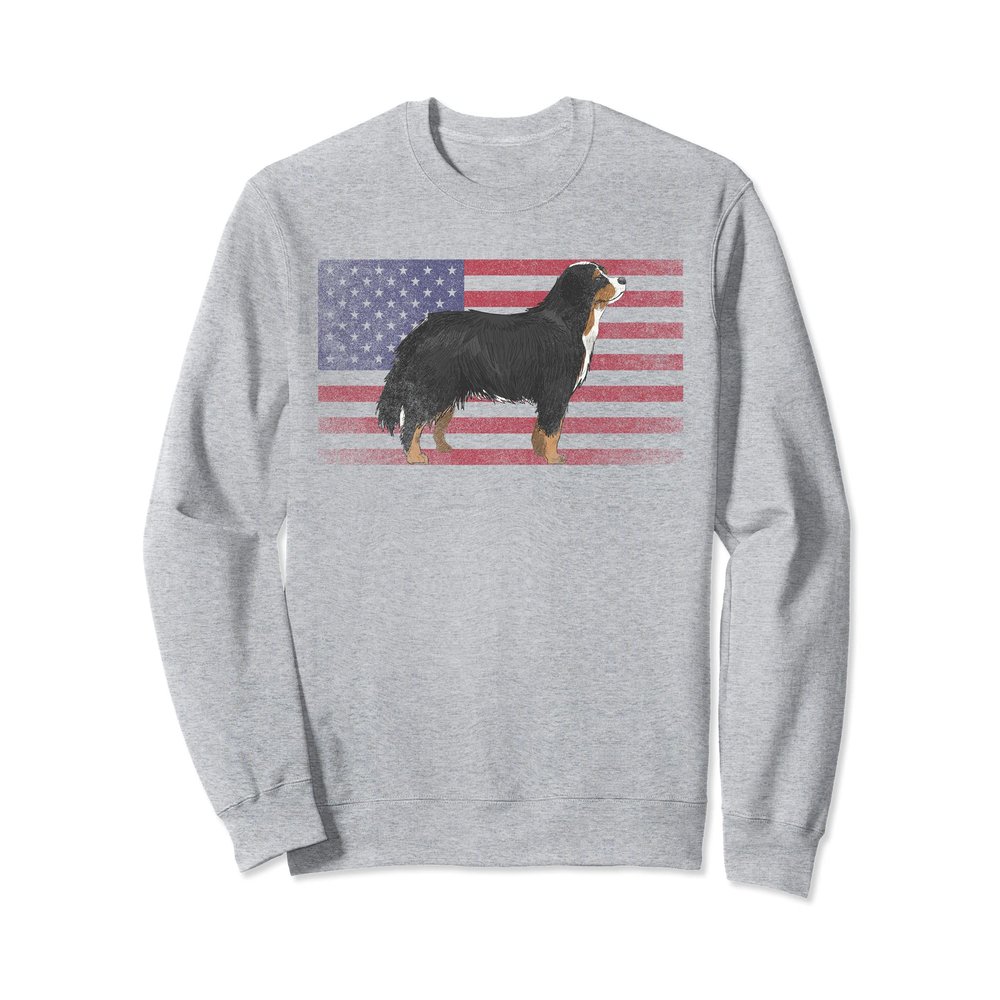 Burnese Mountain Dog 4th of July American Flag America USA Sweatshirt