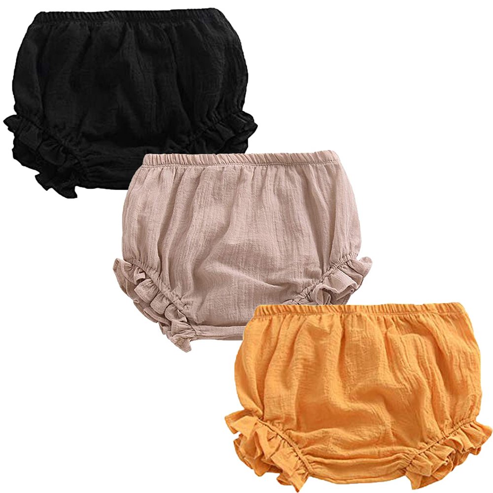 3PC Shorts Set Newborn Baby Girls Boys Pants Cotton Linen Blend Cute Floral Bloomers Triangle Shorts Diaper Cover
