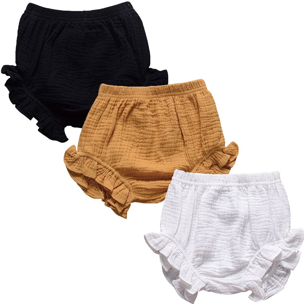 3PC Shorts Set Newborn Baby Girls Boys PP Pants Cotton Linen Blend Cute Floral Bloomers Triangle Shorts