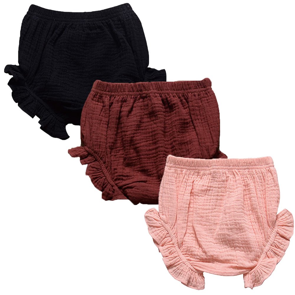 3PC Shorts Set Newborn Baby Girls Boys Pants Cotton Linen Blend Cute Floral Bloomers Triangle Shorts Infant Diaper Cover