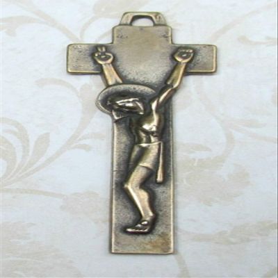 Sacred Art Jewelry #307 Irish Penal Crucifix 2 1/2 inches Gold Bronze