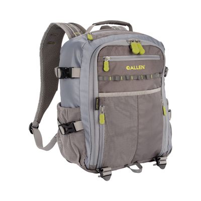 Allen Company Chatfield Compact Fishing Backpack, 12" L x 6" W x 15" H, 17.6 liters, Gray/Lime