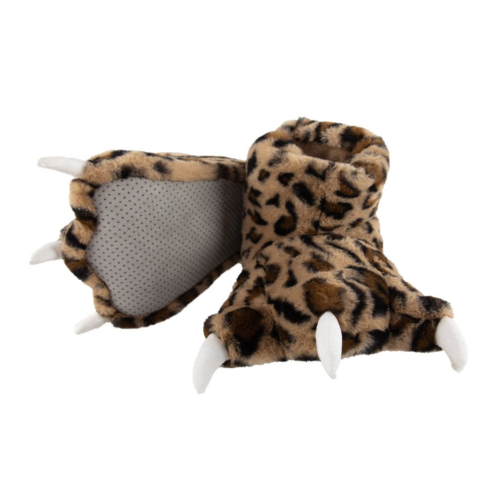 Lazy One Animal Paw Slippers for Kids and Adults, Fun Costume for Kids, Cozy Furry Slippers, Leopard