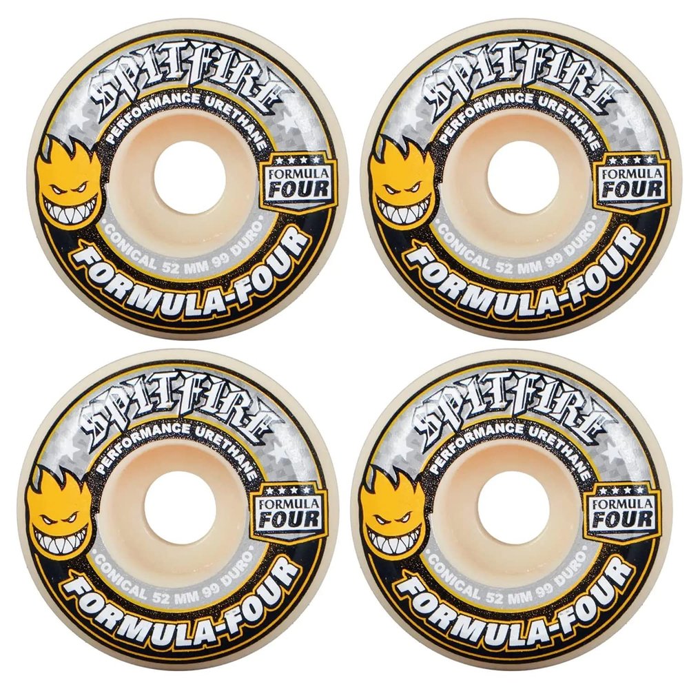 Spitfire Wheels Spitfire Skateboard Wheels 54mm F4 99A Conical Yellow Print