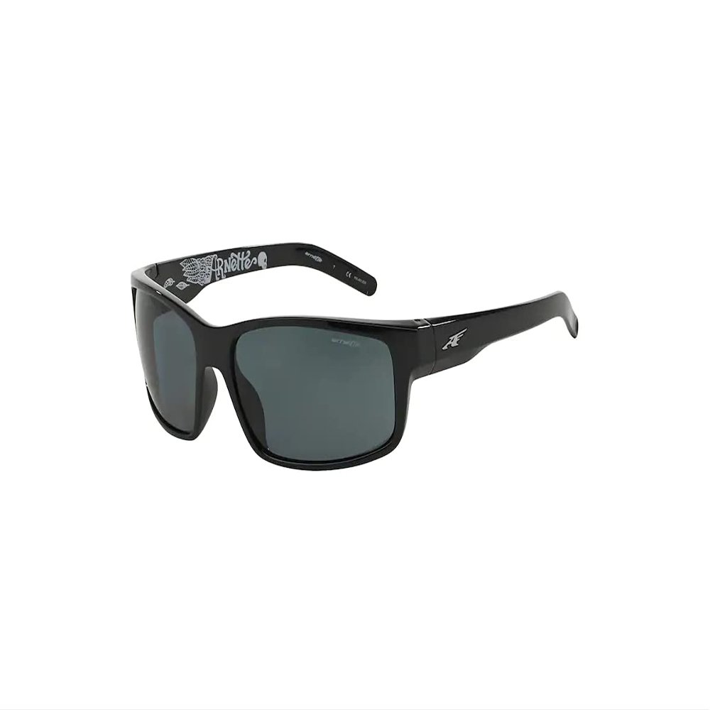 ARNETTE AN4202 226781 62MM Shiny Black/Polarized Dark Grey Rectangle Sunglasses for Men +BUNDLE with ACCESSORY EYEWEAR KIT