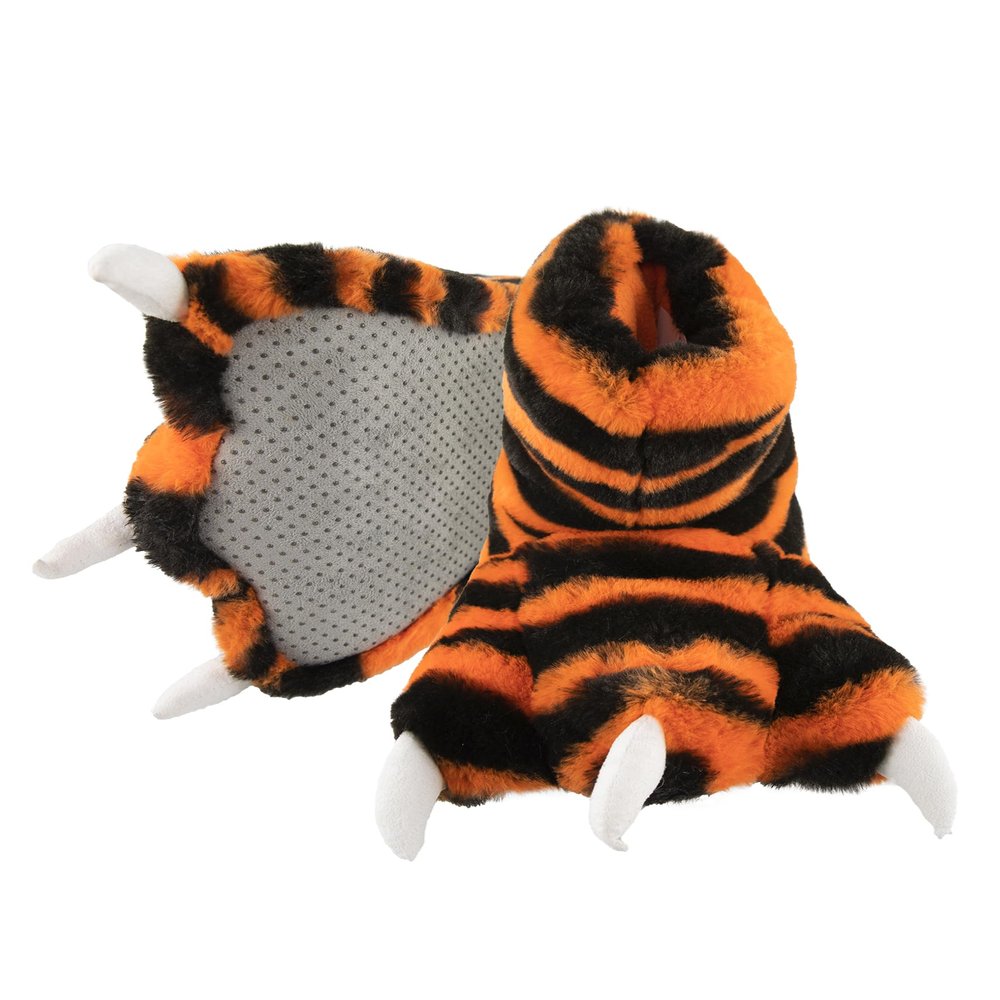 Lazy One Animal Paw Slippers for Kids and Adults, Fun Costume for Kids, Cozy Furry Slippers, Tiger