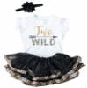 Luke and Lulu Two Wild 2nd Birthday Outfit for Girls  White Shirt with Black and Gold Skirt Dress  Cute Shirts for Toddlers view 1