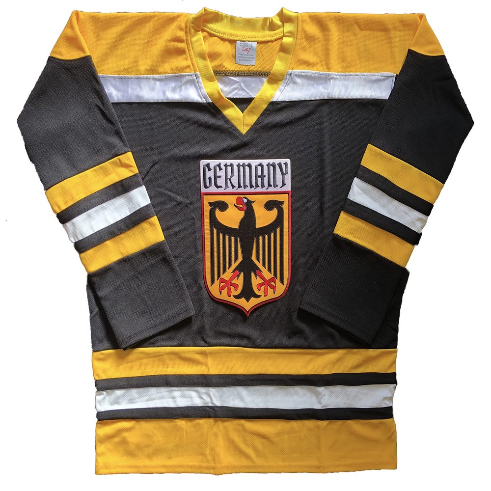 Tally Team Germany Hockey Jerseys - We Customize and Ship (Black, Adult Small)