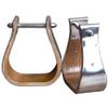 HILASON Nickle Plated Wooden Horse Saddle Stirrups Pair Western | Aluminum Leather Endurance Angled Padded view 1