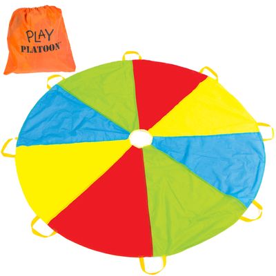 Play Platoon Rainbow Parachute Toy for Kids, 16 ft Parachute Game with 12 Handles for Kids, Elementary School Gym Class PE Equipment, Backyard/Indoor Play Equipment