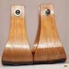 HILASON Oakwood Horse Saddle Stirrups Pair W/Leather Bottom Western | Aluminum Wooden Endurance Angled Padded view 4