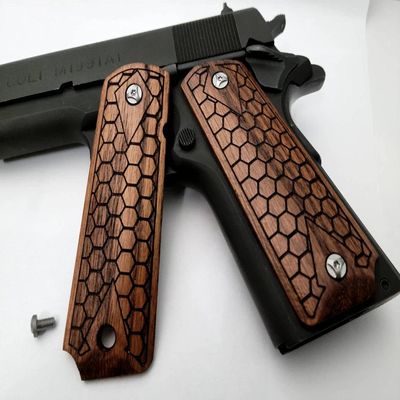 1911 Honey Comb Grips. Full Size. Walnut Stain