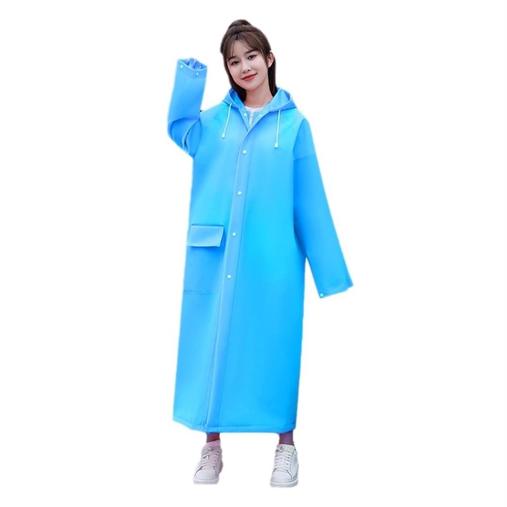 KHUY Portable EVA Ponchos Bulk, Rain Ponchos for Adults Reusable, Lightweight Bicycle Mens Raincoat for Outdoor Activities, Womens Rain Coat with Hood and Large Pocket Waterproof