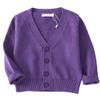 PTPUKE Unisex Boy' Girls' Cardigans Sweater V-Neck Long Sleeve Button Soild Cotton Knit Sweaters for 1-8 Years Purple view 1