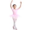 winying Kids Girls Criss Cross Back Short Sleeves Ballet Dance Dress Gymnastic Leotard Ballerina Mesh Tutu Skirt Pink 8-10 Years view 4