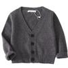 PTPUKE Unisex Boy' Girls' Cardigans Sweater V-Neck Long Sleeve Button Soild Cotton Knit Sweaters for 1-8 Years Dark Gray view 1