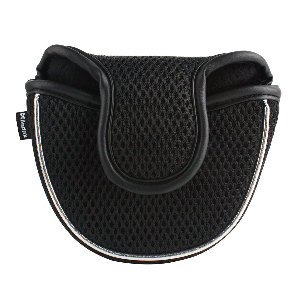 Andux Mesh Heel-Shafted Mallet Putter Cover Golf Putter Head Covers Black, Semicircle MT/TG13