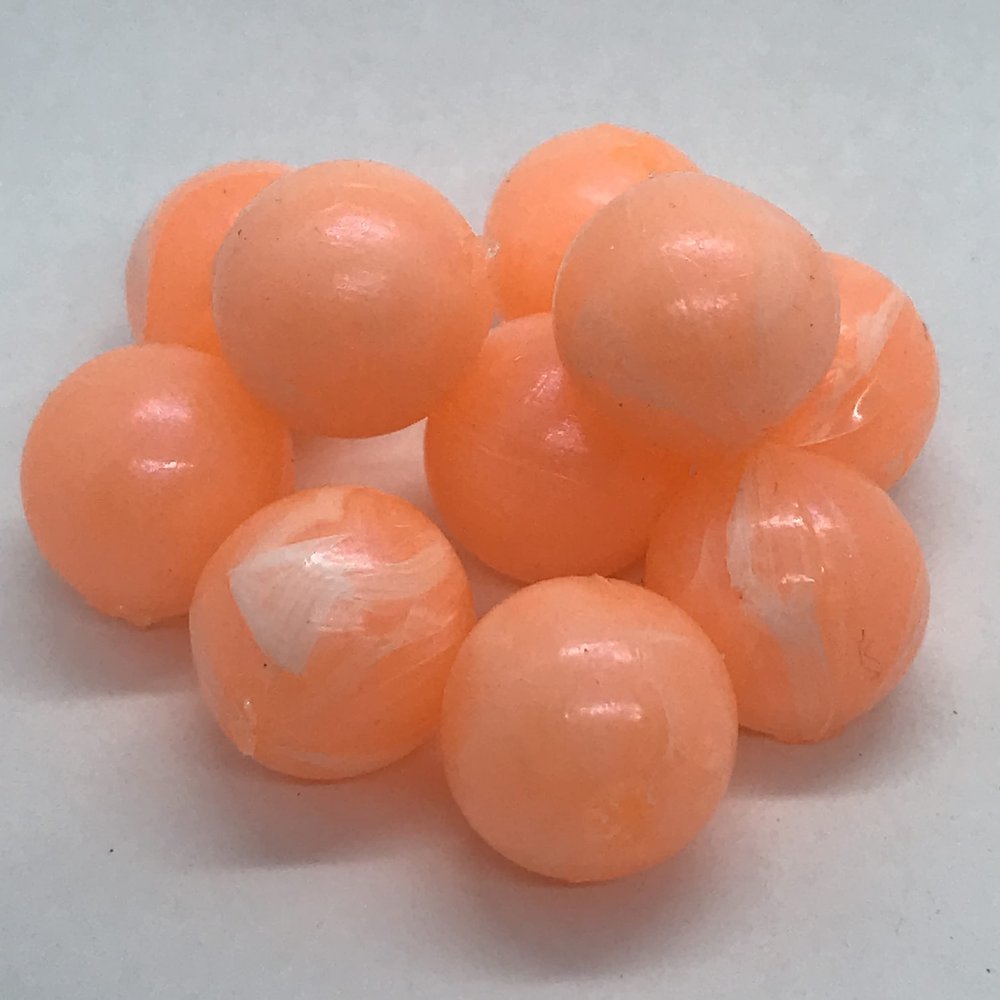 BnR Tackle SBPSW8 Soft Beads, 8mm, Peach Swirl Neutral Buoyancy, 15/Pack