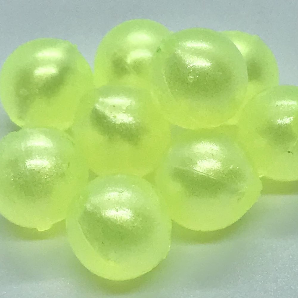 BnR Tackle SBMG10 Soft Beads, 10 mm, Mean Green, Neutral Buoyancy, 10/Pack