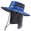 BASSDASH UPF 50+ Sun Fishing Hat Water Resistant with Detachable Neck Flap Blue-camo view 1