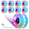 Nezylaf Light Up Roller Skate Wheels 8 Pack, 78A Hardness LED Skateboard Wheels with Premium ABEC-9 Bearings, Illuminating Roller Skate Accessories for Outdoor Indoor Quad Skates view 1