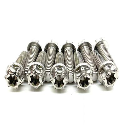 SSTI Titanium M8x15/20/25/40/47/49/55/60mm Ti GR5 6AL4V Flange Trox Head Screws PVD Coated for Bicycle/Motocycle MTB Parts Fixed Gear (10 PCS) (M8x25mm, Titanium Silver)
