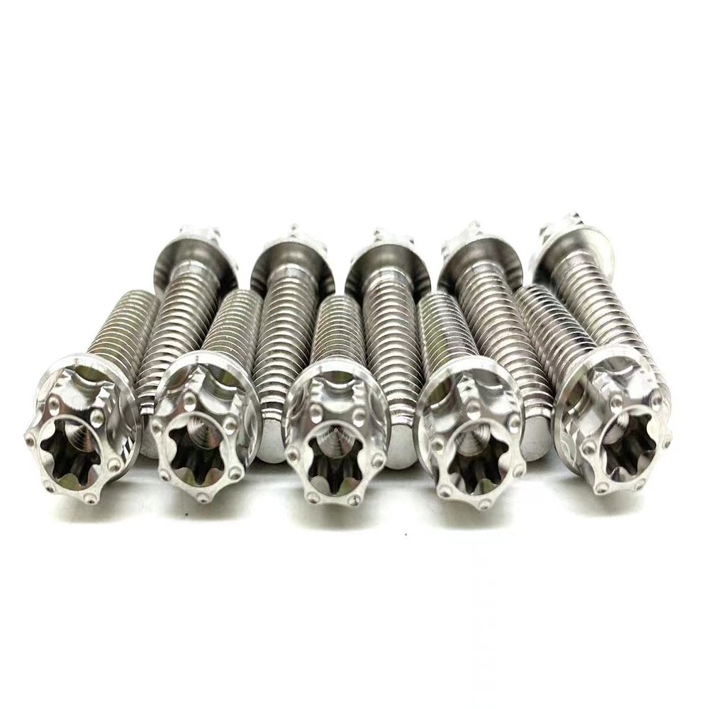 SSTI Titanium M8x15/20/25/40/47/49/55/60mm Ti GR5 6AL4V Flange Trox Head Screws PVD Coated for Bicycle/Motocycle MTB Parts Fixed Gear (10 PCS) (M8x25mm, Titanium Silver)