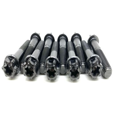 SSTI Titanium M8x15/20/25/40/47/49/55/60mm Ti GR5 6AL4V Flange Trox Head Screws PVD Coated for Bicycle/Motocycle MTB Parts Fixed Gear (10 PCS) (M8x47mm, Black)