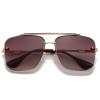 ANRRI Square Aviator Gradient Sunglasses UV400 Double Bridge Retro Metal Frame Brown Lens