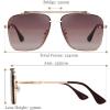 ANRRI Square Aviator Gradient Sunglasses UV400 Double Bridge Retro Metal Frame Brown Lens view 3