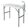 Folding Table with Sink, 4ft Portable Foldable Outdoor Camping Fishing Cleaning with Faucet for Picnic Camping Kitchen Garden White view 1