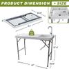 Folding Table with Sink, 4ft Portable Foldable Outdoor Camping Fishing Cleaning with Faucet for Picnic Camping Kitchen Garden White view 3