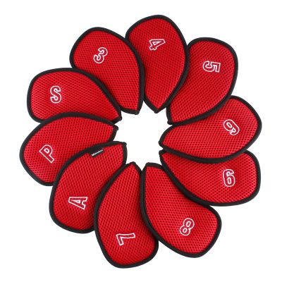 Andux Mesh Golf Iron HeadCovers with Number on Both Sides 10pcs/Set MT/S14 (Red)