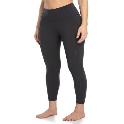 YUNOGA Women's High Waist Buttery Soft Athletic Yoga Pants 25" Inseam Leggings with Pockets (M, Charcoal Grey)