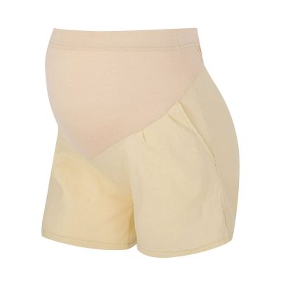 Alvivi Women's Maternity Loose Shorts Cotton Over The Belly Elastic Waist Pregnancy Casual Shorts Hot Pants with Pockets Champagne XX-Large