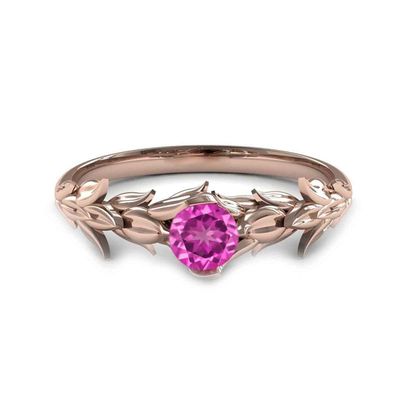 55Carat 18K Rose Gold Plated Proposal Ring Created Pink Sapphire September Birthstone Anniversary Ring Jewelry Gift for Her Size 4