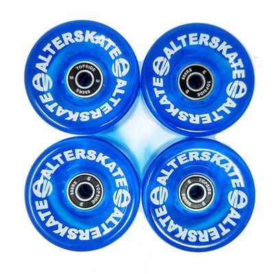 Alterskate Skateboard Cruiser Wheels 65mm 78a with Bearings (Translucent Blue)