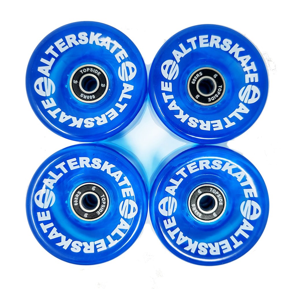Alterskate Skateboard Cruiser Wheels 65mm 78a with Bearings (Translucent Blue)