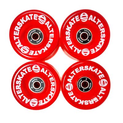 Alterskate Skateboard Cruiser Wheels 65mm 78a with Bearings (Translucent Red)