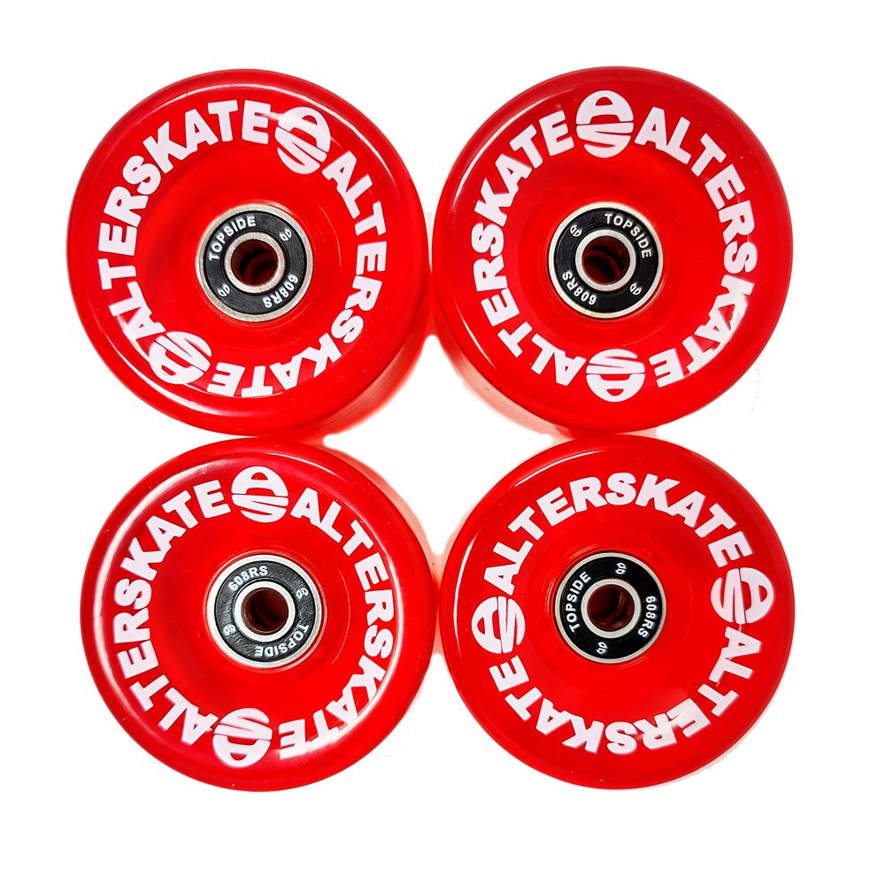 Alterskate Skateboard Cruiser Wheels 65mm 78a with Bearings (Translucent Red)