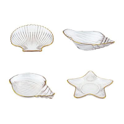 Cabilock 4pcs Transparent Trim Fruit Serving Plates Multi-purpose Jewelry Display Trays for Home Hotel and Restaurant Use Design for Organizing and Showcasing Jewelry and Fruits