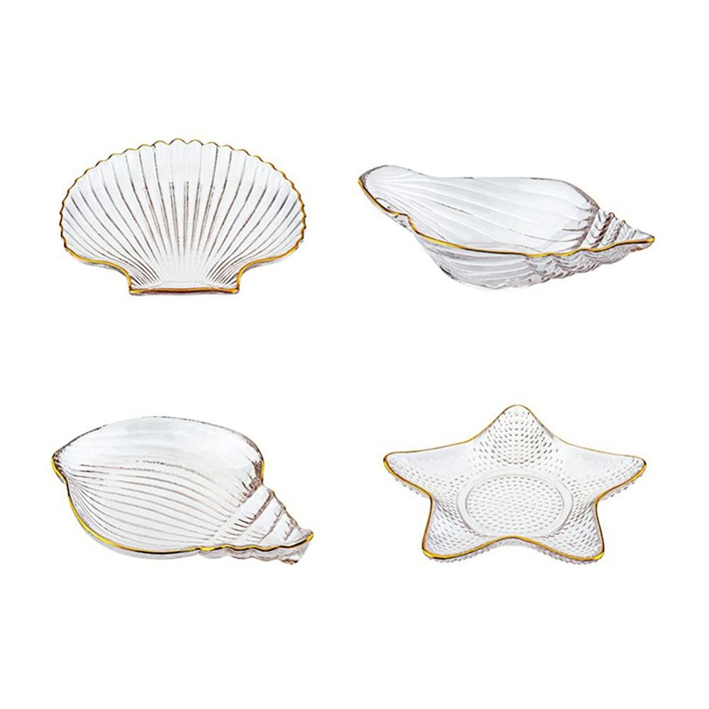 Cabilock 4pcs Transparent Trim Fruit Serving Plates Multi-purpose Jewelry Display Trays for Home Hotel and Restaurant Use Design for Organizing and Showcasing Jewelry and Fruits