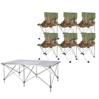Camping Table Chairs Portable Folding Table Set, Outdoor Aluminum Alloy Can Lift Picnic Table, Portable Table with Carrying Bag (Color : Package 6)