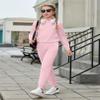 Arshiner Girl's 2 Piece Long Sleeve Pullover Hooded Sweatshirt Set Sweatsuits and Sweatpants view 3