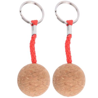 Alvinlite Floating Keychain, Floating Cork Ball Key Ring 2 Pcs Buoyant Keychain Floating Cork Keyring Water Sport Accessories for Marine Boat, Fishing, Sailing, Kayaking(#2)