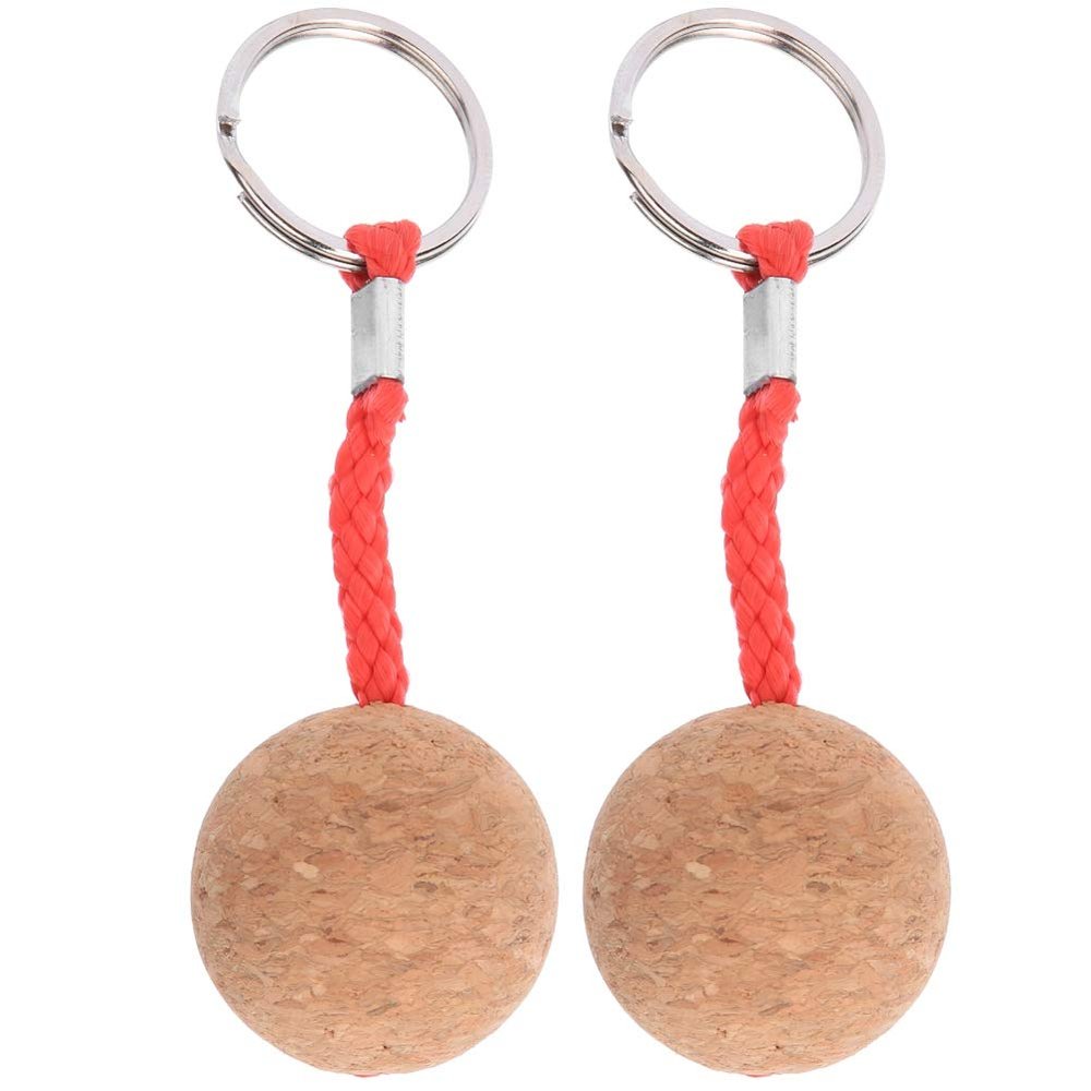 Alvinlite Floating Keychain, Floating Cork Ball Key Ring 2 Pcs Buoyant Keychain Floating Cork Keyring Water Sport Accessories for Marine Boat, Fishing, Sailing, Kayaking(#2)