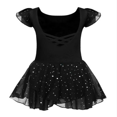 Arshiner Girls Ruffle Sleeve Ballet Dance Dress Crisscross Back Tutu Skirted Leotard