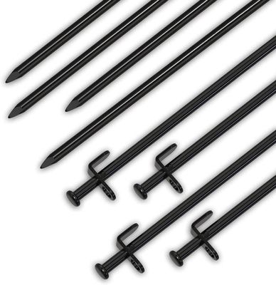 XYXXBB Heavy Duty Camping Stakes 12-Inch Tent Stakes, Forged Steel Tent Pegs Unbreakable and Inflexible, Available in Rocky Place Dessert Snowfield and Grassland (Black) (Color : 8-Pack(8-inch))