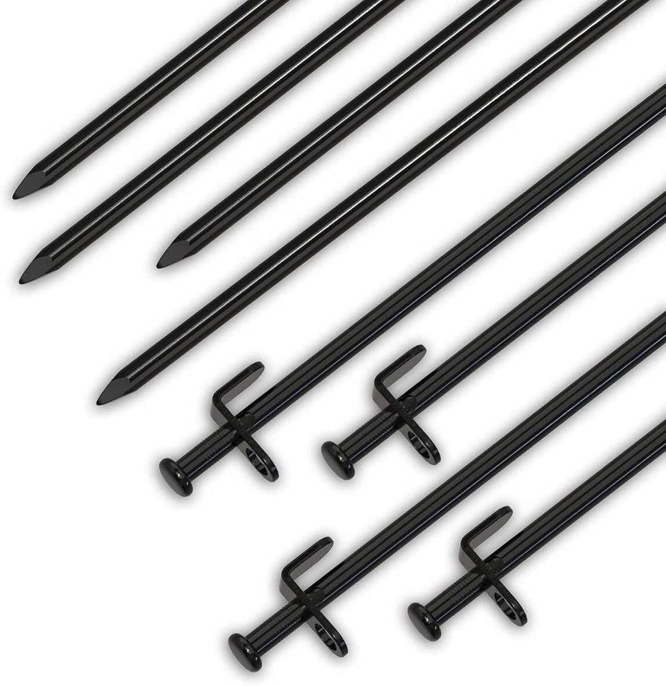 XYXXBB Heavy Duty Camping Stakes 12-Inch Tent Stakes, Forged Steel Tent Pegs Unbreakable and Inflexible, Available in Rocky Place Dessert Snowfield and Grassland (Black) (Color : 8-Pack(8-inch))