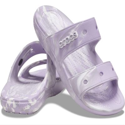 Crocs Unisex-Adult Classic Tie Dye Two-Strap Sandals, Lavender/Multi, 11 Men/13 Women
